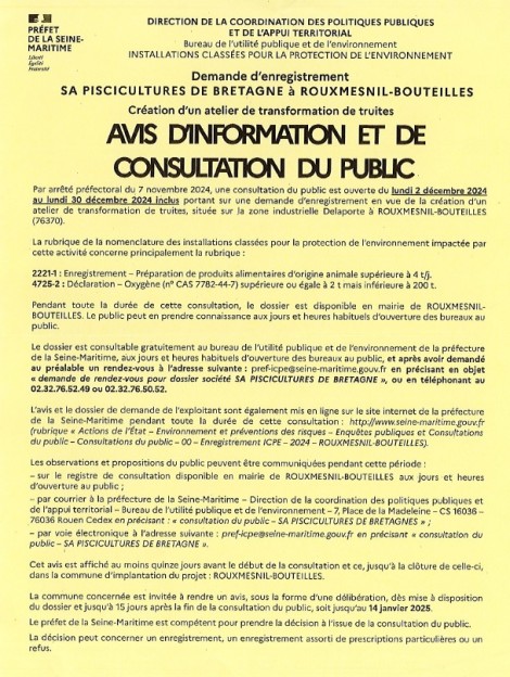 Avis d’information et de consultation du public